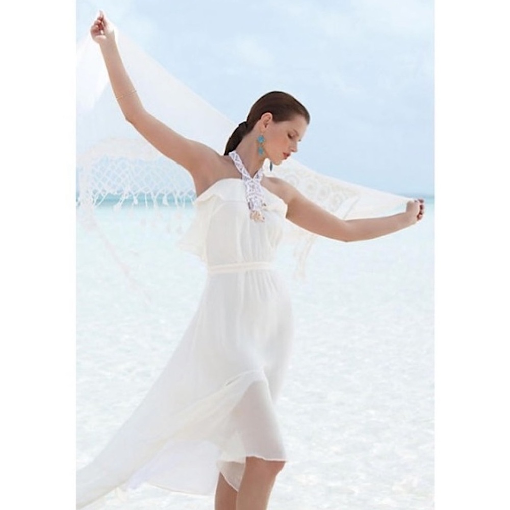 Leifsdottir Anthropologie Ardastra Crochet Halter Seashell Dress